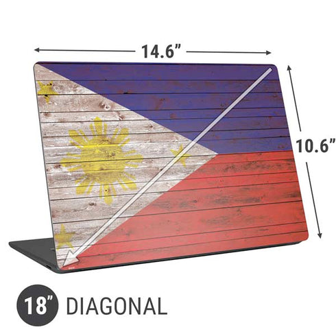 Philippines Flag Dark Wood Universal Laptop 18in (14.6 x 10.6in) Skin